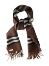 Burberry Check-pattern Fringed Scarf In Brown