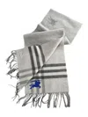 Burberry Reversible Ekd Check Cashmere Scarf In Gray