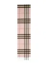 Burberry Cashmere Scarf With Check Pattern And Fringe Detail In Pink