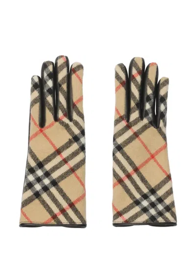 Burberry Check-pattern Gloves In Neutral