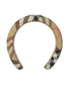 Burberry Girl's Check Headband With Leather Lining In Neutrals