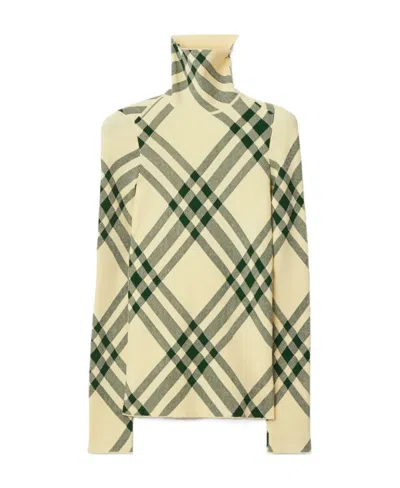 BURBERRY BURBERRY CHECK-PATTERN HIGH-NECK KNITTED JUMPER