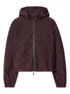 Burberry Cropped Reversible Check Hooded Jacket In Burgundy