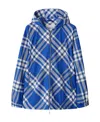 Burberry Check-pattern Hooded Zip-up Polyamide Jacket In Blue