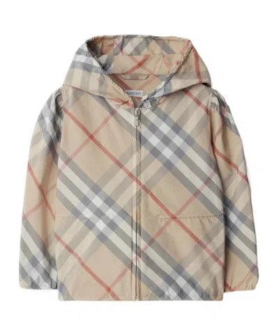 Burberry Check-pattern Hooded Jacket In Nude
