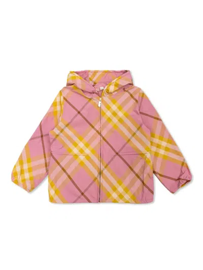 Burberry Kids' Check-pattern Hooded Jacket In Pink