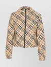 Burberry Check Pattern Hooded Jacket With Zip Pockets