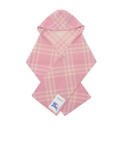Burberry Check-pattern Hooded Scarf In Pink