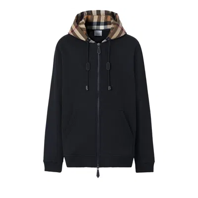 Pre-owned Burberry Check Pattern Hoodie 'black'