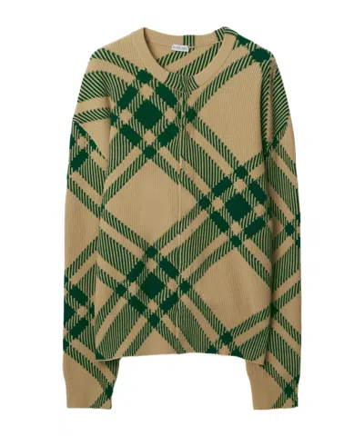 Burberry Check Pattern Cardigan Jacket In Flax Ip Check