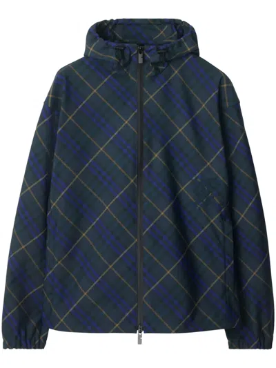 Burberry Bias Check Nylon Windbreaker In Navy