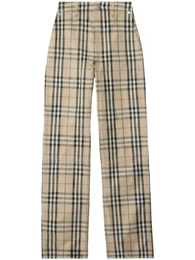 Burberry Check Pattern Jeans In Neutrals