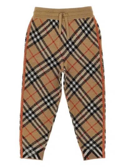 Burberry Kids' Check-pattern Joggers In Brown