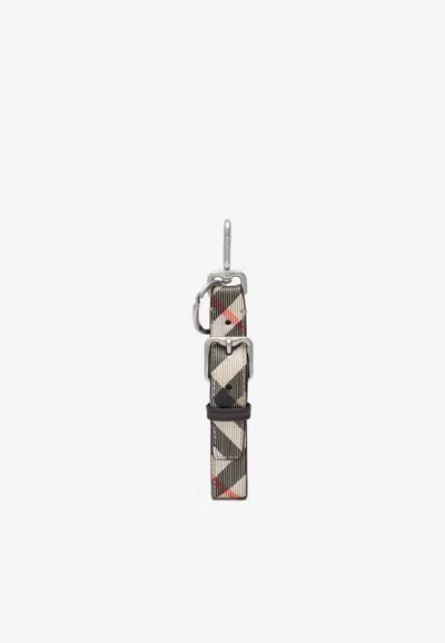 Burberry Check-pattern Keychain Strap In Black