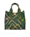 Burberry Check Pattern Knit Tote Bag In Ivy