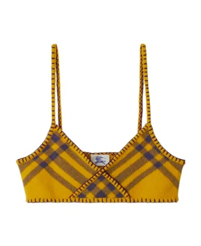 BURBERRY CHECK-PATTERN KNITTED BRALETTE TOP