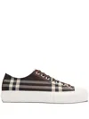 Burberry Check-pattern Lace-up Sneakers In Brown