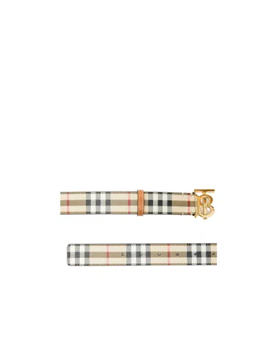 Burberry Check-pattern Leather Belt In Nude