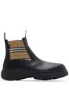 Burberry Chunky Sole Ankle Boots With Checkered Pattern In Black