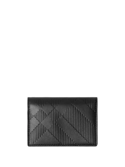 Burberry Check-pattern Leather Cardholder In Black