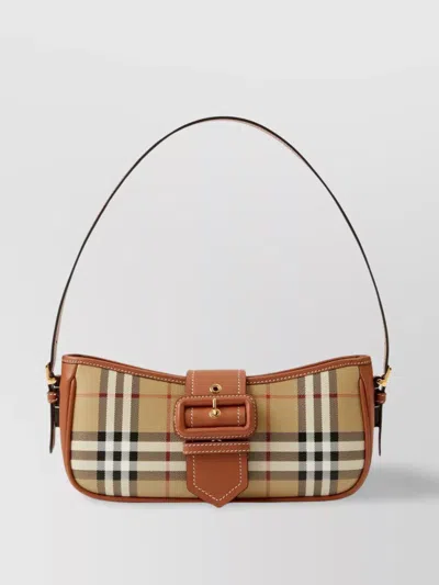 Burberry Sling Check-pattern Shoulder Bag In Neutrals