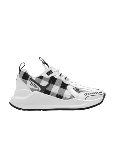 BURBERRY BURBERRY CHECK PANELLED LACE-UP SNEAKERS