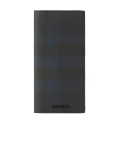 Burberry Check-pattern Leather Wallet In Black