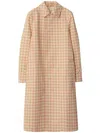 Burberry Check-pattern Long Coat In Pink