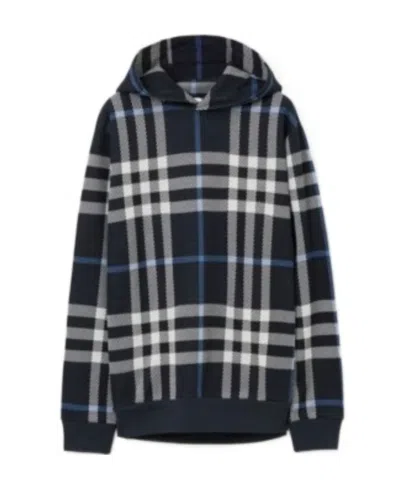 Burberry Check-pattern Long-sleeve Hoodie In Black