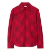 Burberry Womens Ripple Ip Check Check-pattern Pleated-cuff Cotton Shirt