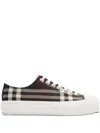 Burberry Check-pattern Low-top Sneakers In Brown