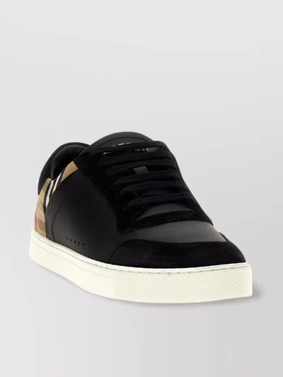 Burberry Check Pattern Low-top Sneakers With Contrast Panels In Black