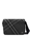Burberry Check-pattern Messenger Bag In Black