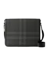 Burberry Check-pattern Messenger Bag In Black