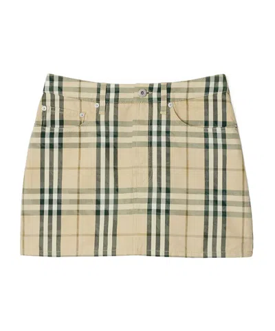 BURBERRY BURBERRY CHECKED DENIM MINI SKIRT
