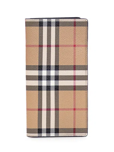 Burberry Check Pattern Mini Wallet In Brown