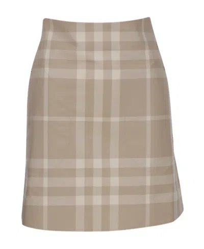 Burberry Check-pattern Miniskirt In Nude