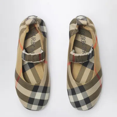 Burberry Check Pattern Nylon-blend Ballerina In Brown