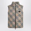 Burberry Sleeveless Down Jacket Featuring Check Pattern In Brown