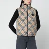 Burberry Check-pattern Padded Gilet With Zip In Sand