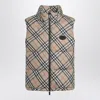 Burberry Check-pattern Padded Gilet With Zip In Sand
