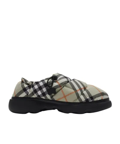 BURBERRY BURBERRY CHECK PATTERN DRAWSTRING PILLOW MULES