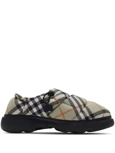 BURBERRY BURBERRY CHECK PATTERN PILLOW MULES