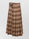 Burberry Ered Wool Blend Maxi Kilt Skirt In Brown
