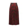 Burberry Pleated Check Midi Skirt In Red