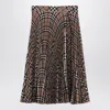 Burberry Pleated Check Wool Blend Skirt