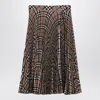 Burberry Pleated Check Wool Blend Skirt In Brown