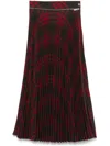 Burberry Pleated Check Midi Skirt In Red