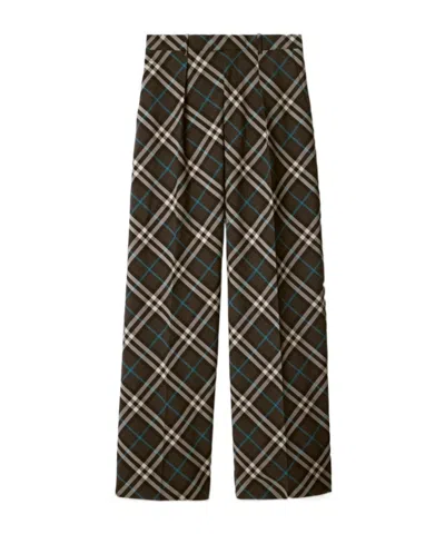 Burberry Brown Check Wool Tailored Cargo Pants In Indigo Ip Check