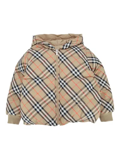 Burberry Kids' Check-pattern Puffer Jacket In Brown